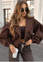 Kurtka bomberka z guzikami Play Your Cards czekoladowa