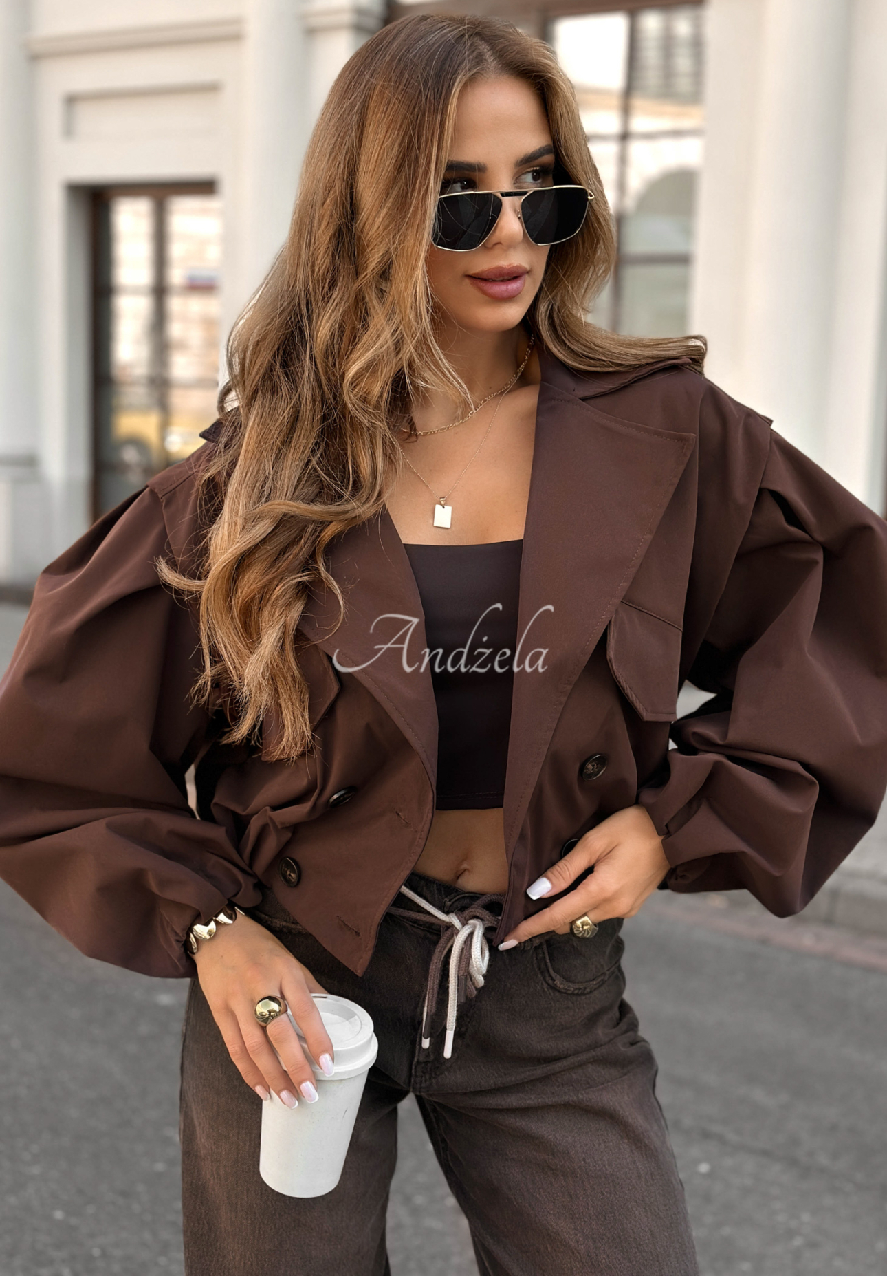 Bomber jacket with buttons Play Your Cards chocolate