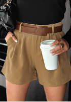 Krótkie spodenki z paskiem I Heard You camelowe