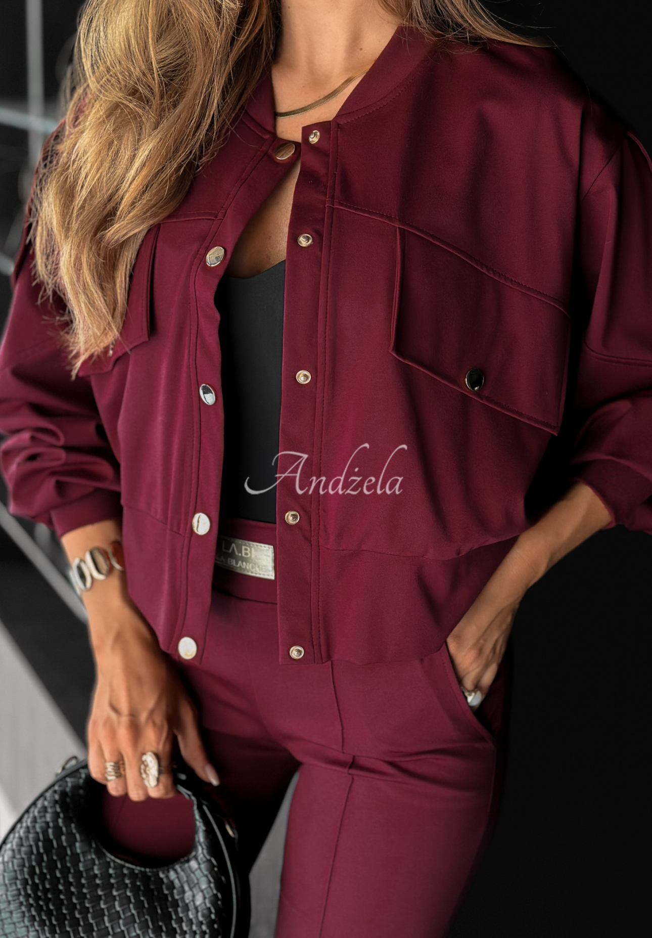 Wiskozowa kurtka Real Success burgundowa