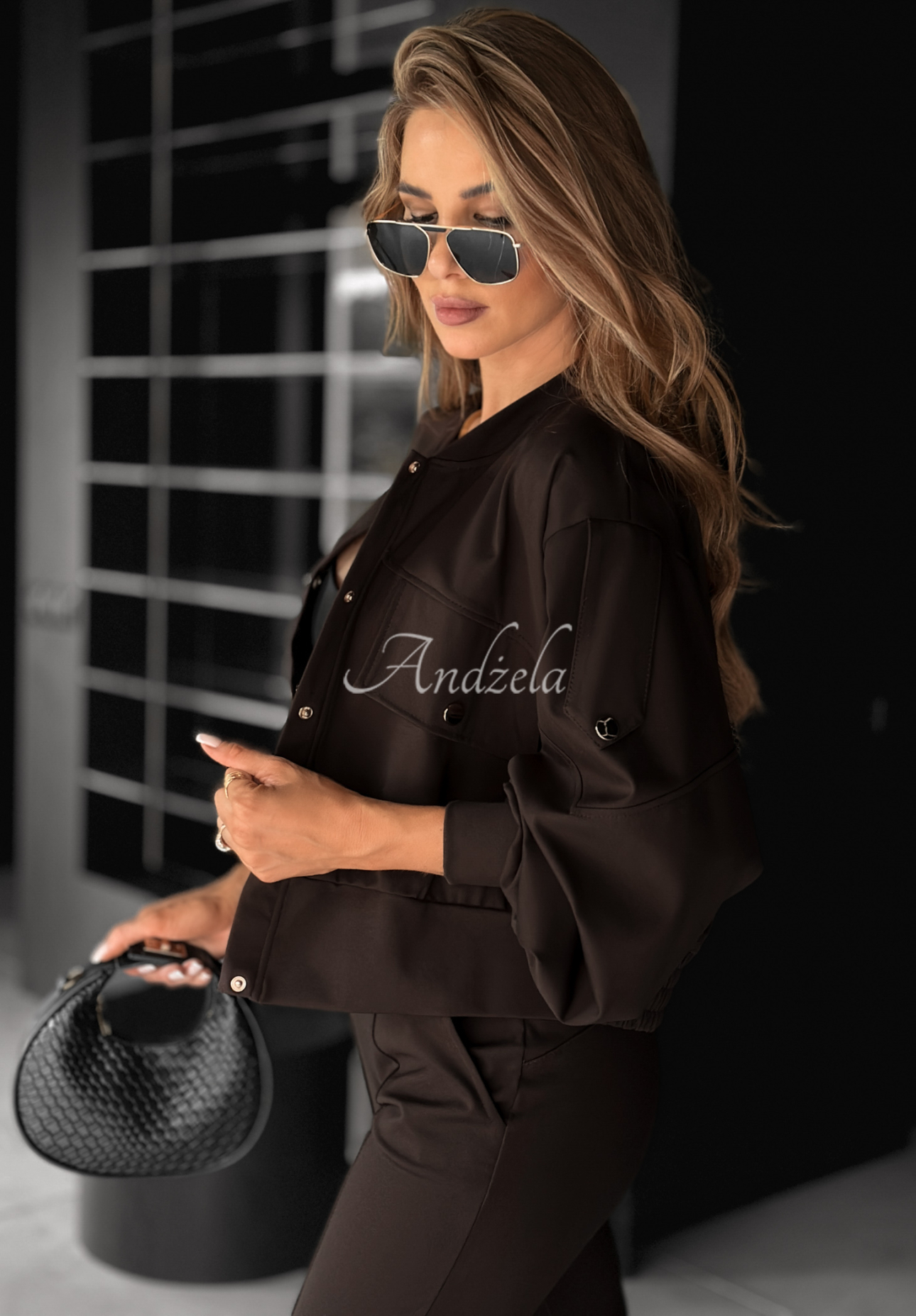 Wiskozowa kurtka Real Success czekoladowa