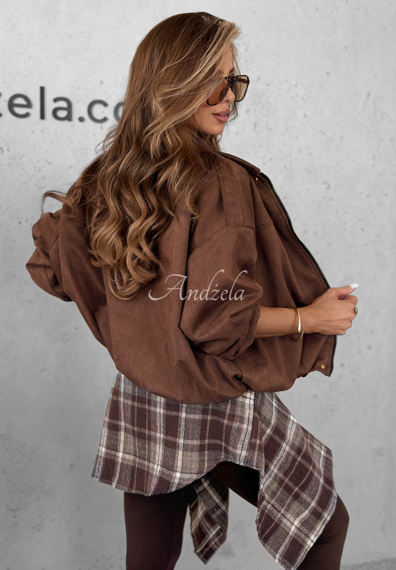 Kurtka zamszowa bomberka Delete That czekoladowa