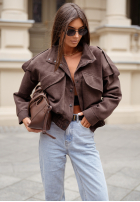 Zamszowa kurtka bomberka Read & Deleted czekoladowa