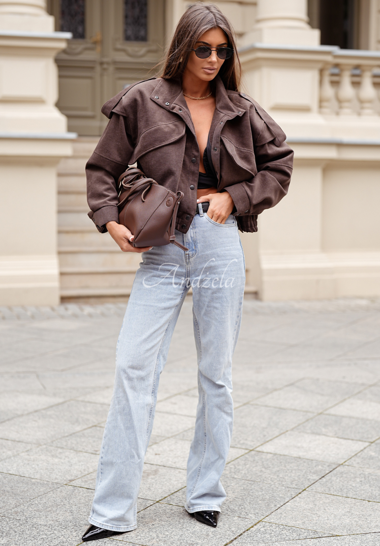 Read &amp; Deleted chocolate short bomber jacket