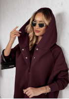 Komplet 3in1 legginsy, top i bluza Super Fit wino