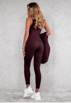 Komplet 3in1 legginsy, top i bluza Super Fit wino