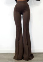 Materiałowe spodnie dzwony La Milla Perfection czekoladowe II