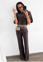 Eleganckie spodnie wide leg La Milla Sunshine Elegance czekoladowe