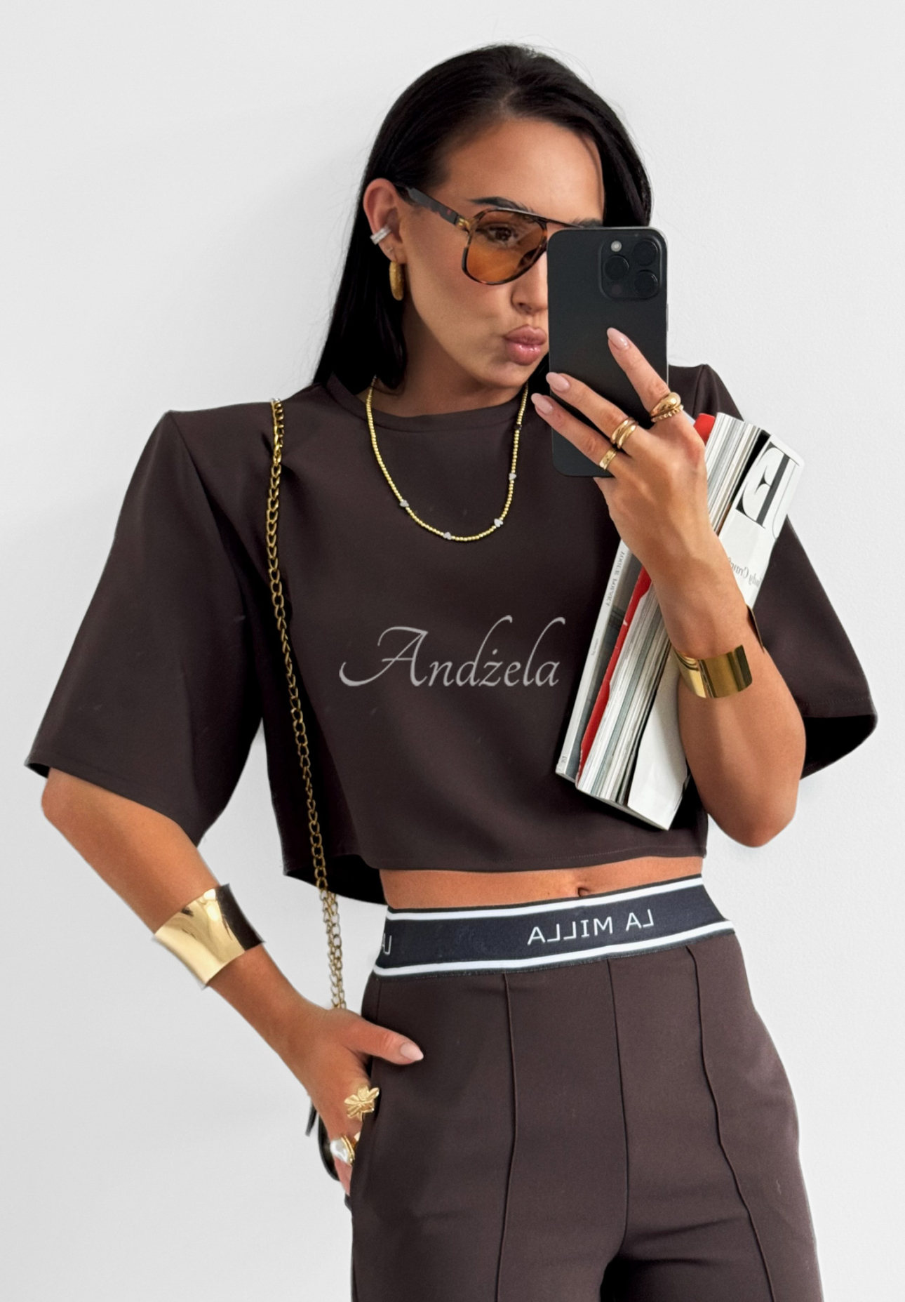 La Milla Sunshine Elegance chocolate wide leg pants