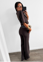 Eleganckie spodnie wide leg La Milla Sunshine Elegance czekoladowe