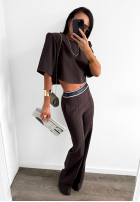 Eleganckie spodnie wide leg La Milla Sunshine Elegance czekoladowe