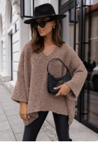 Sweter oversize Cocomore Dreamy Escape jasnoczekoladowy