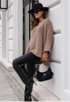 Sweter oversize Cocomore Dreamy Escape jasnoczekoladowy