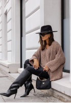 Sweter oversize Cocomore Dreamy Escape jasnoczekoladowy