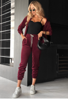 Welurowy komplet Better Later burgundowy