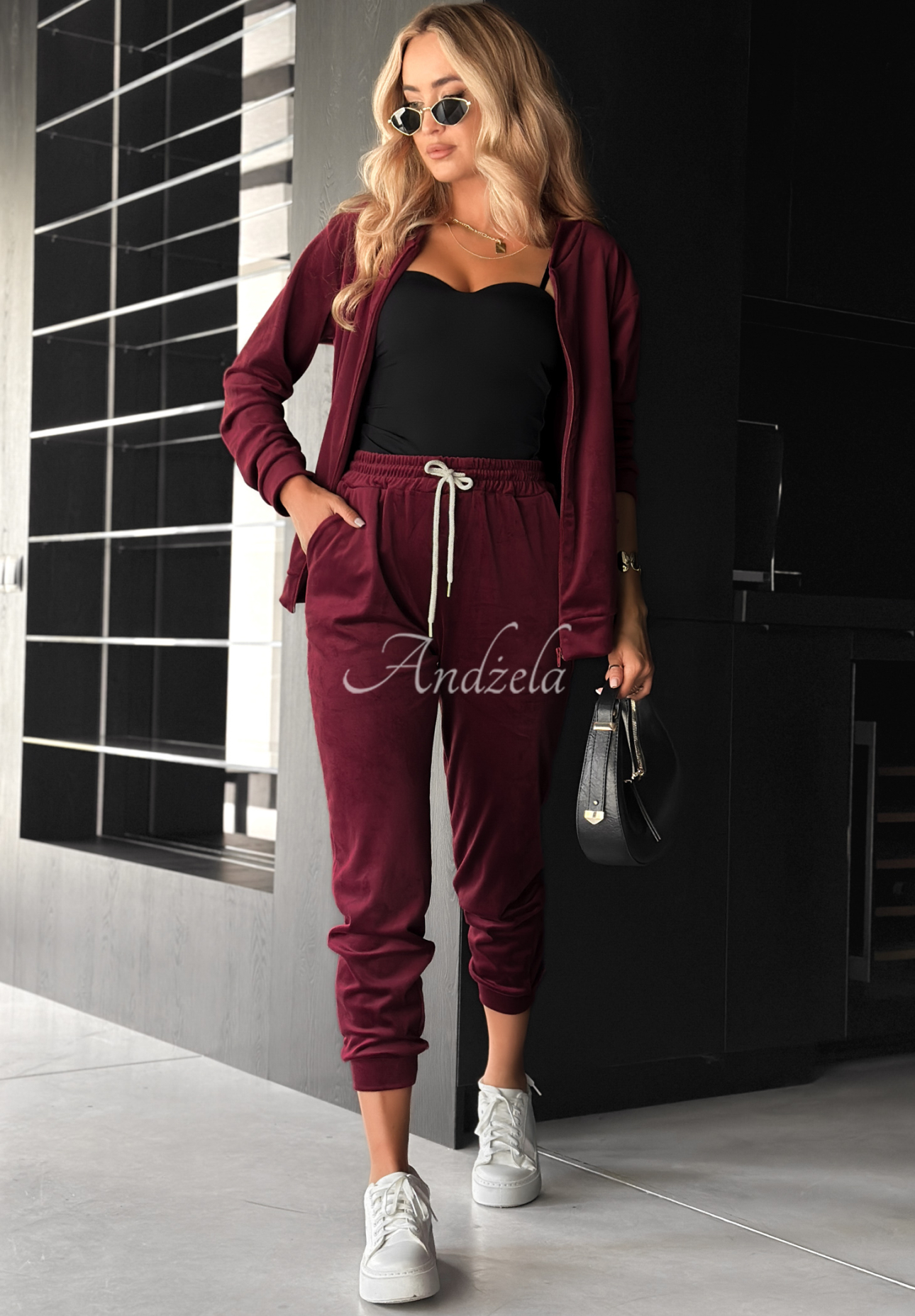 Velour set Better Later burgundy