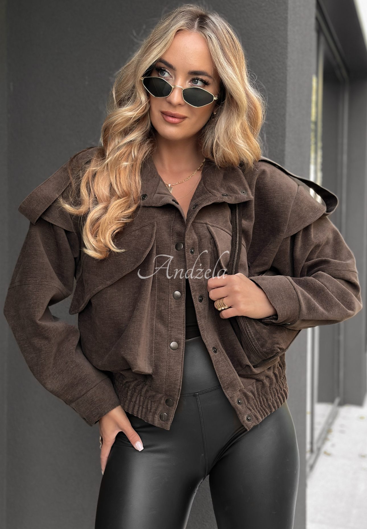 Read & Deleted chocolate short bomber jacket