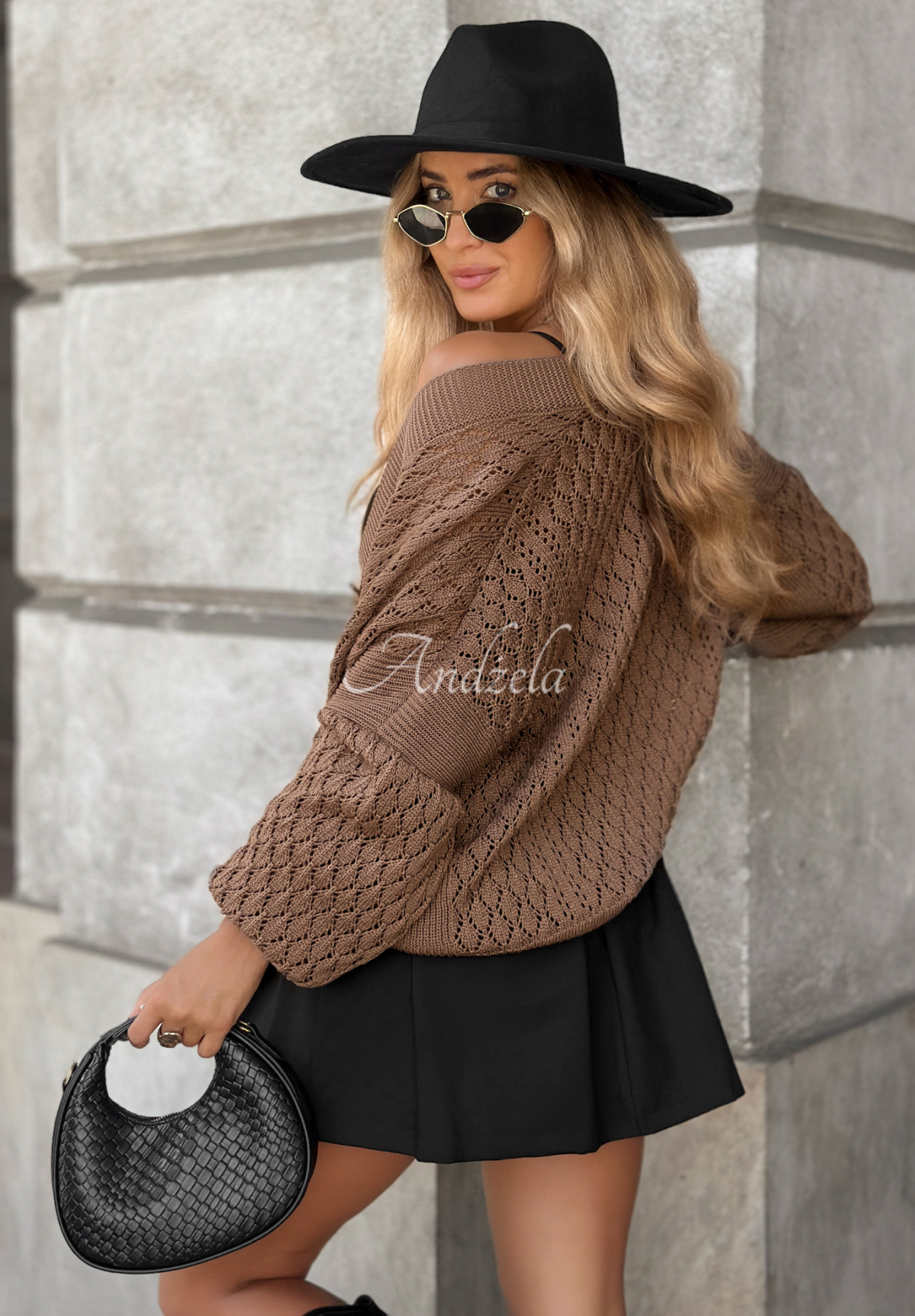 Crochet cardigan Kept Too Long suede