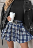 Plisowana spódniczka mini w kratę Still Autumn granatowa