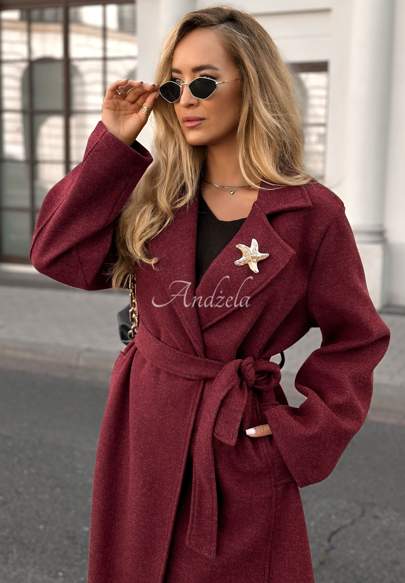 Długi płaszcz Missouri Valley burgundowy