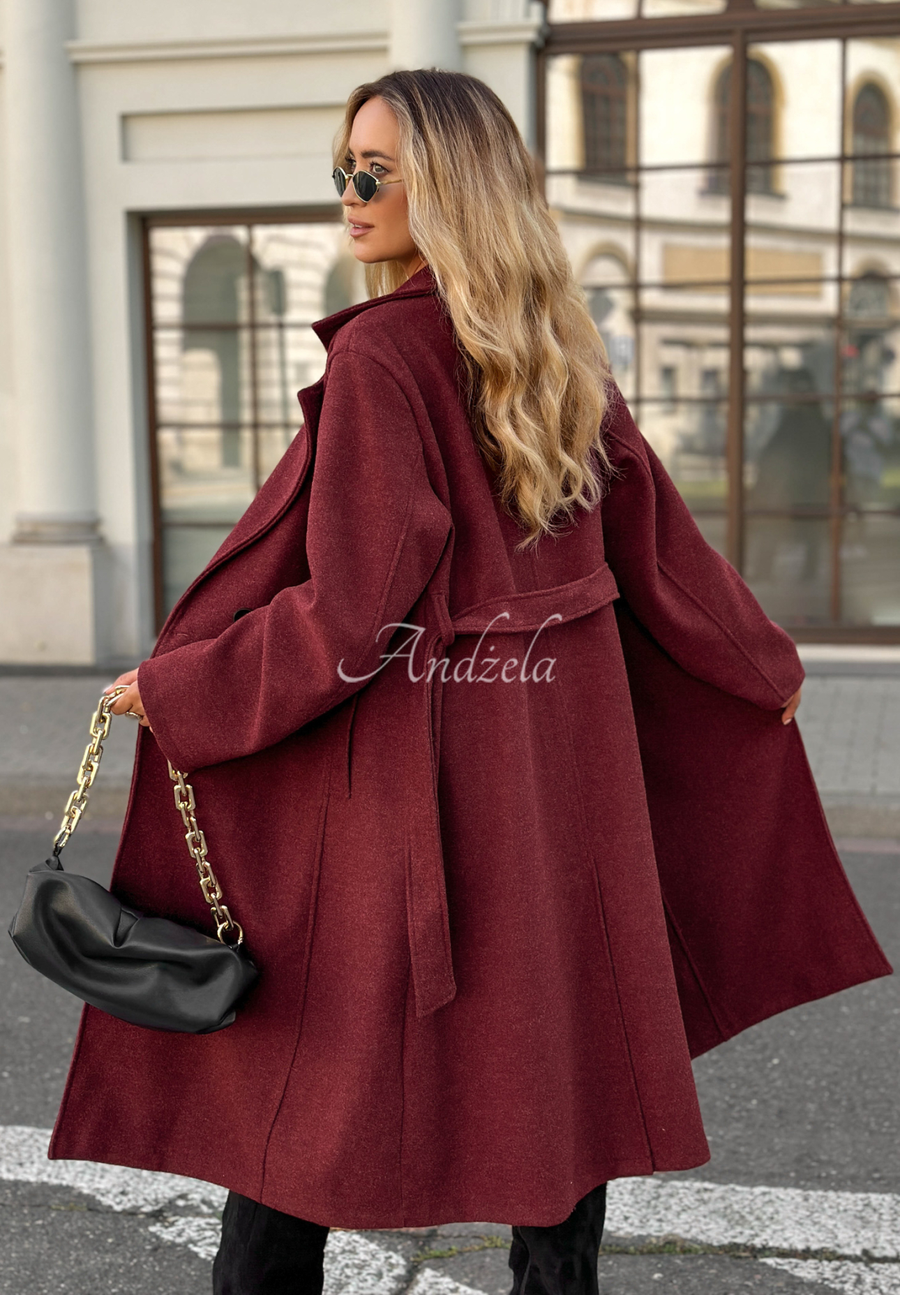 Długi płaszcz Missouri Valley burgundowy