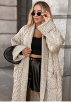 Długi pleciony kardigan Only Forward beżowy