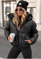 Pikowana kurtka z kapturem Too Late Now czarna