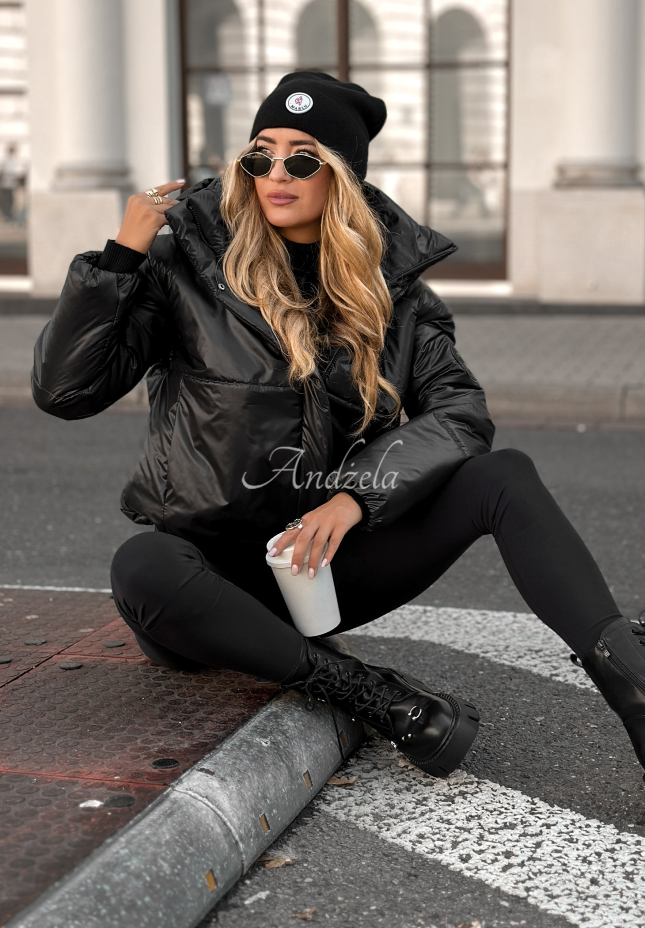 Too Late Now black quilted hooded jacket