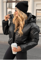 Pikowana kurtka z kapturem Too Late Now czarna