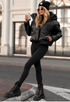 Pikowana kurtka z kapturem Too Late Now czarna