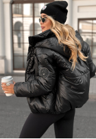 Pikowana kurtka z kapturem Too Late Now czarna