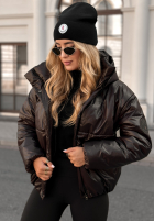 Pikowana kurtka z kapturem Too Late Now czekoladowa