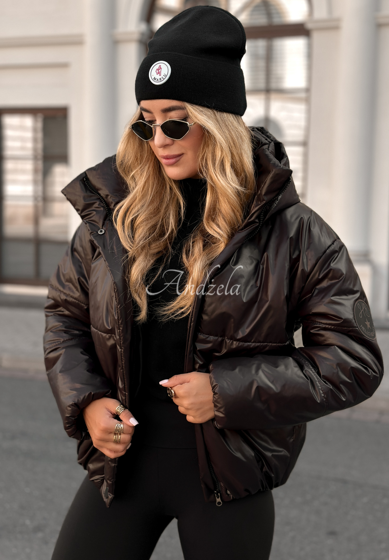 Too Late Now chocolate quilted hooded jacket