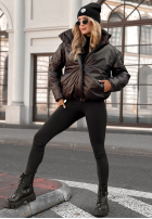 Pikowana kurtka z kapturem Too Late Now czekoladowa