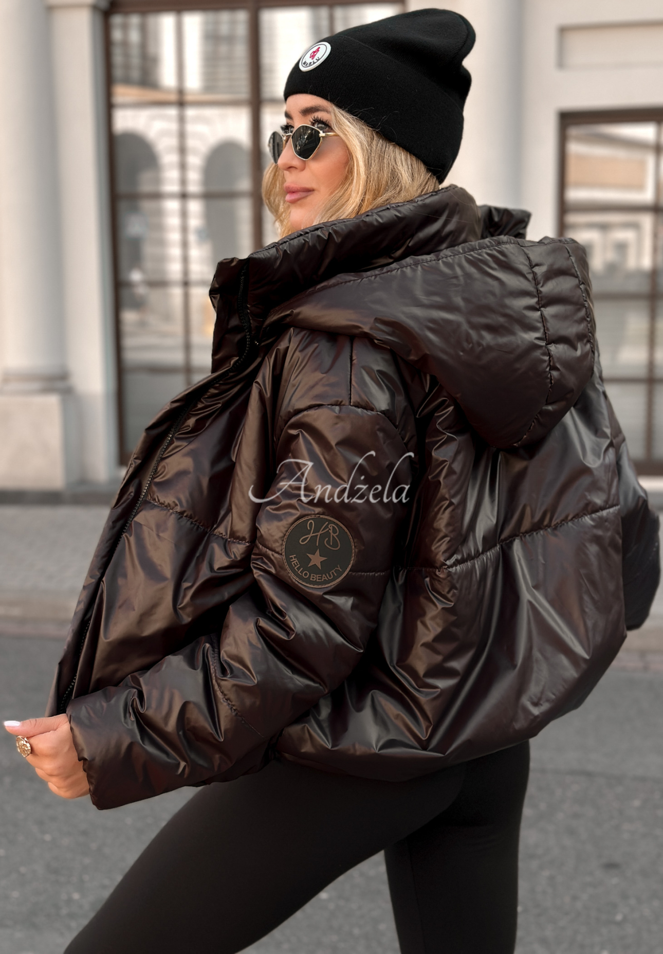 Too Late Now chocolate quilted hooded jacket