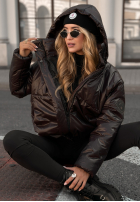 Pikowana kurtka z kapturem Too Late Now czekoladowa