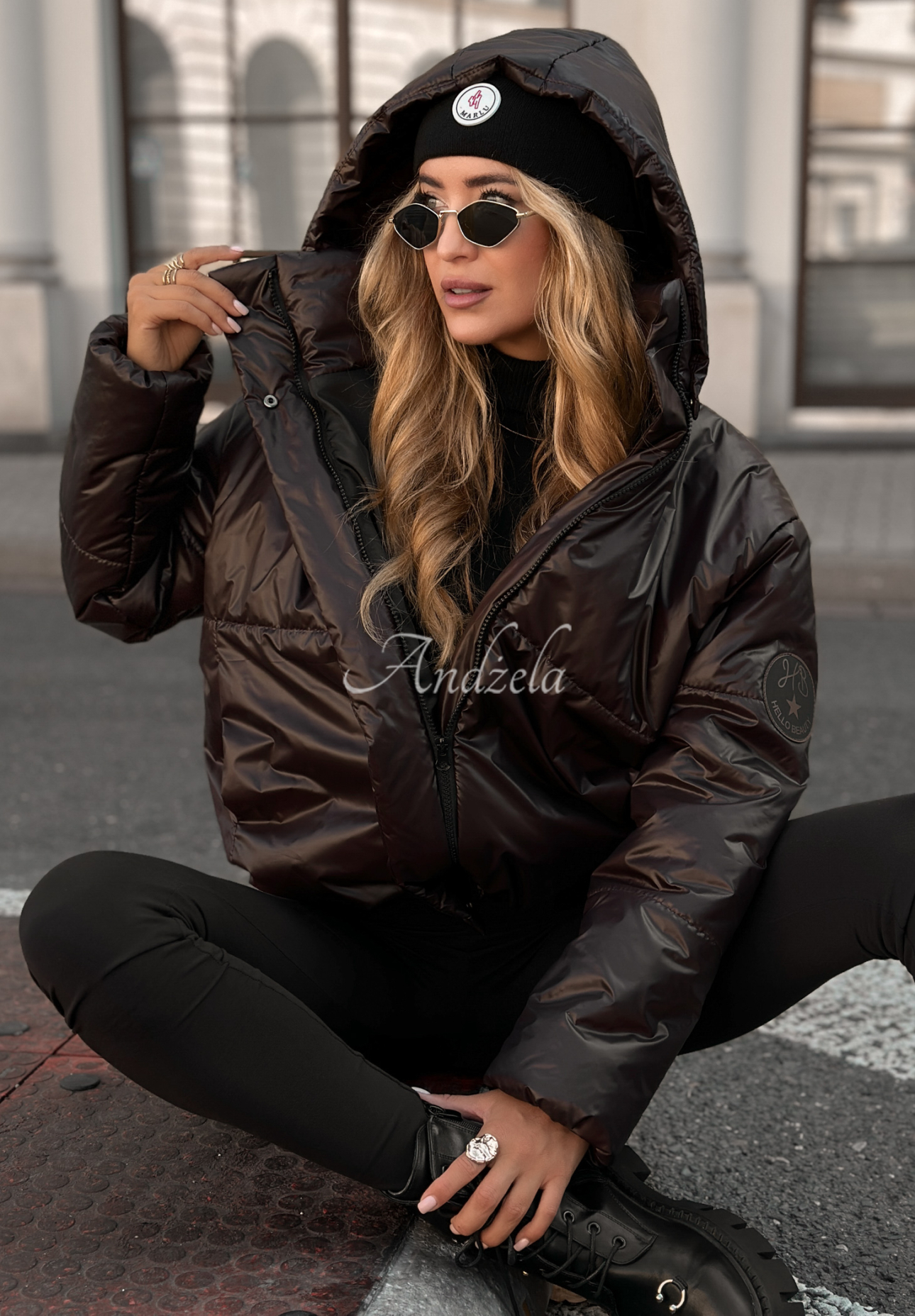 Too Late Now chocolate quilted hooded jacket