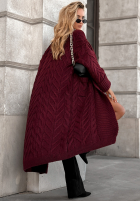 Długi pleciony kardigan Only Forward burgundowy