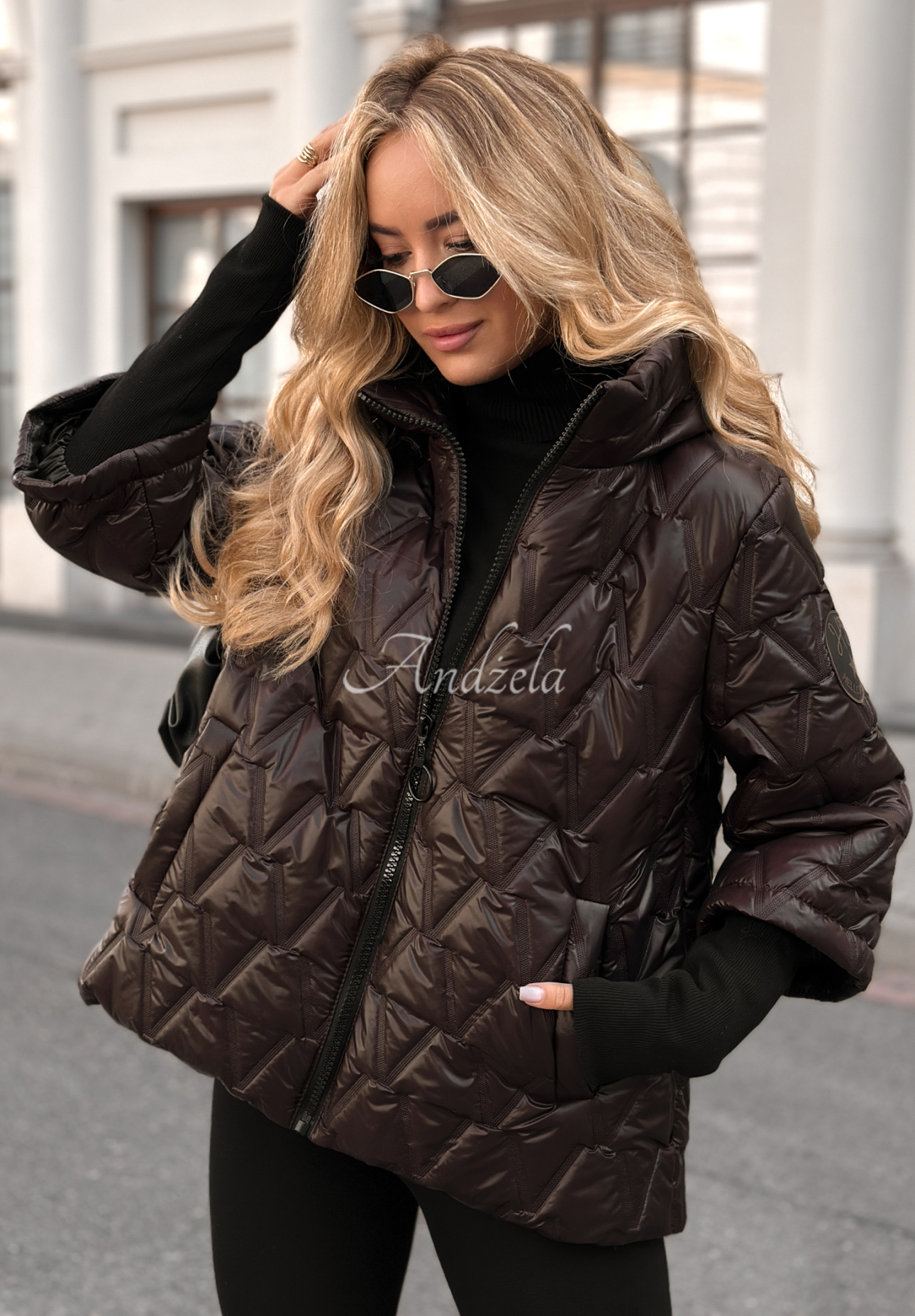 Quiet Afternoon chocolate short quilted jacket