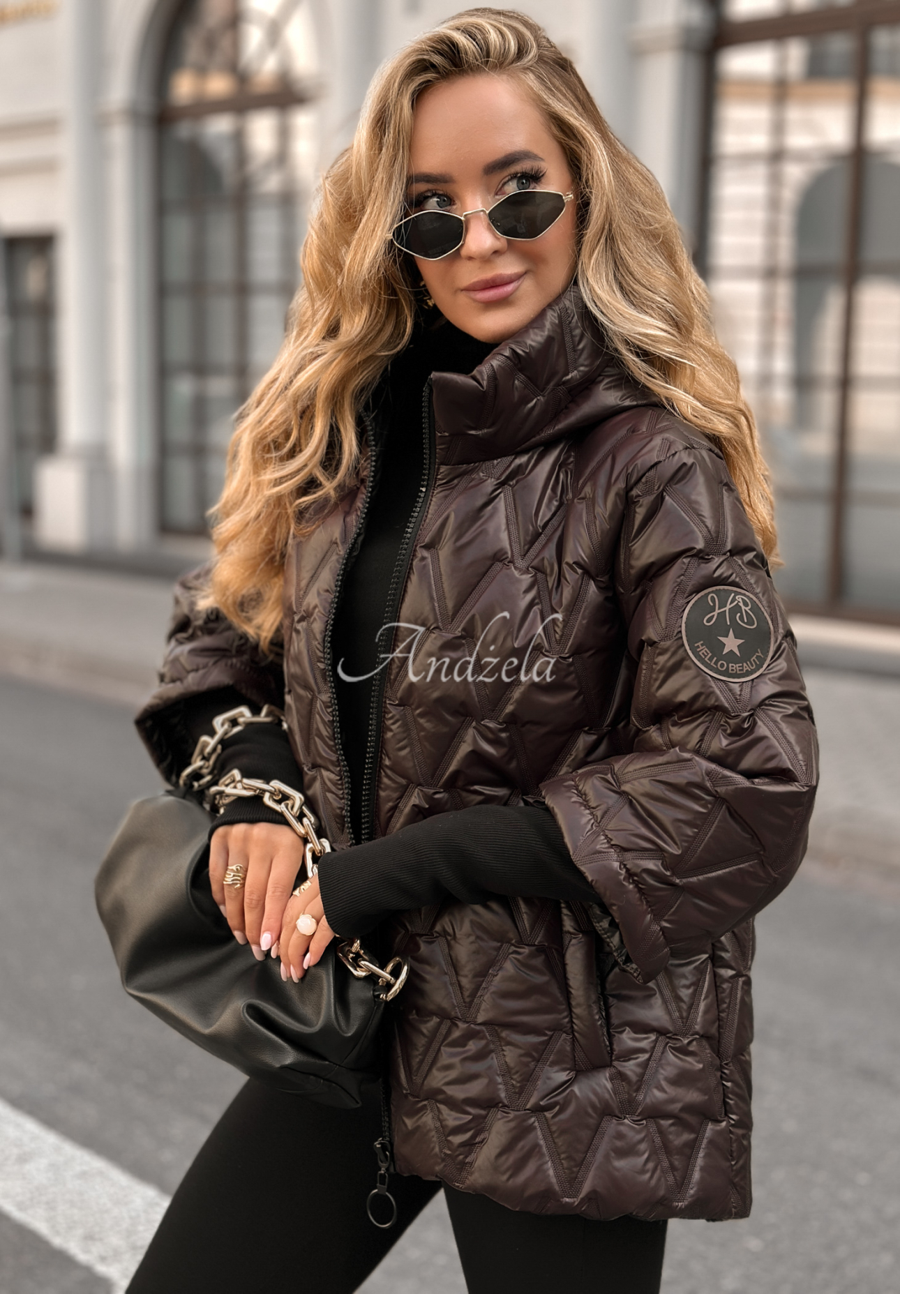 Quiet Afternoon chocolate short quilted jacket