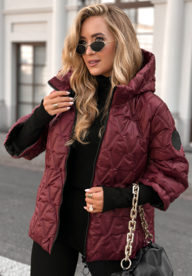 Quiet Afternoon burgundy short quilted jacket