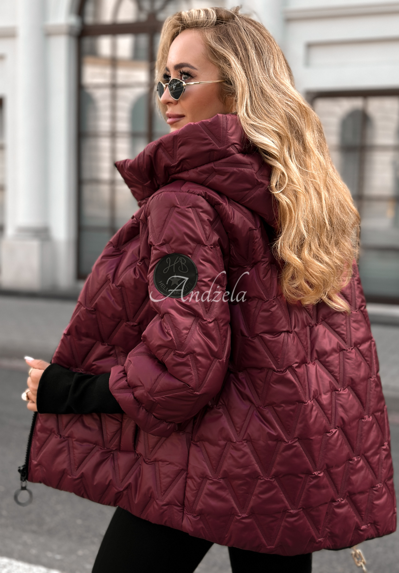 Quiet Afternoon burgundy short quilted jacket