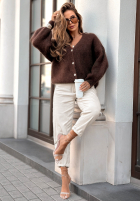 Moherowy krótki kardigan Whisper Touch czekoladowy