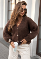 Moherowy krótki kardigan Whisper Touch czekoladowy