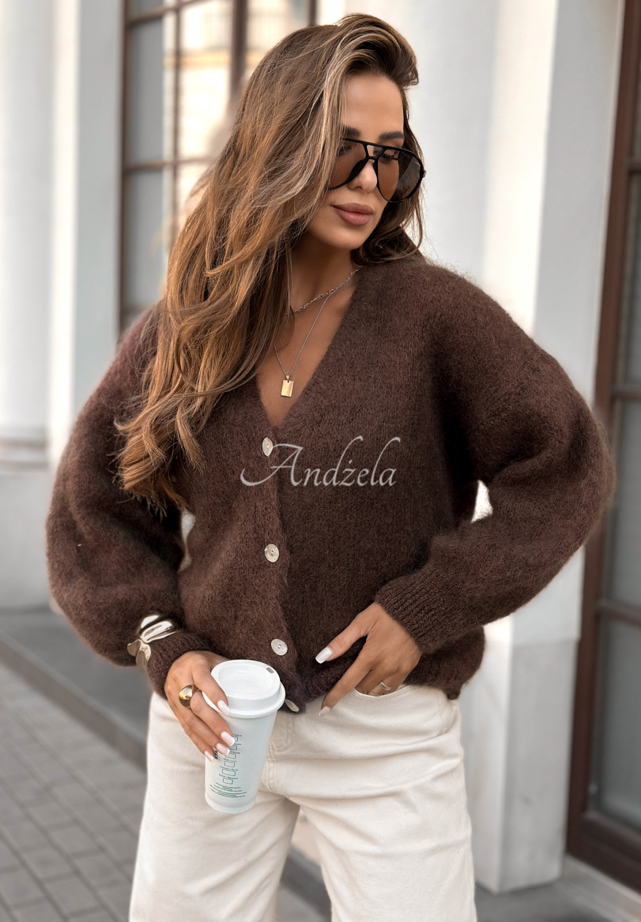Mohair short cardigan Touch Of Autumn chocolate