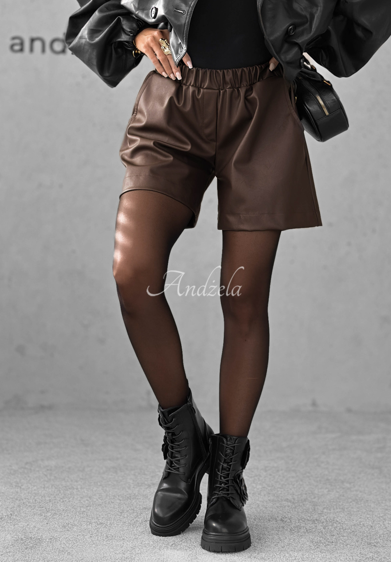 Skórzane szorty Don’t Come Back czekoladowe