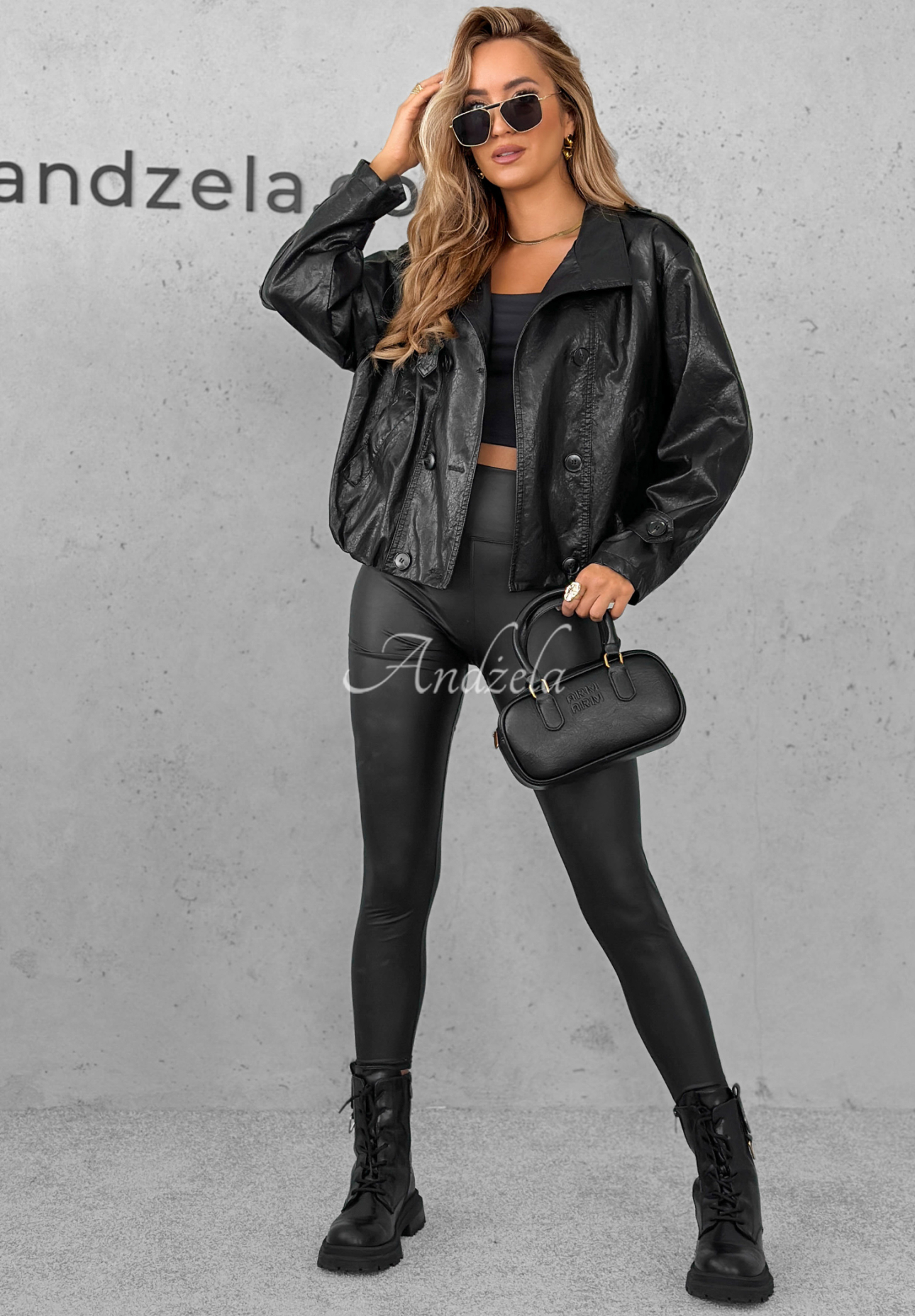 Don't React leather button-down jacket black