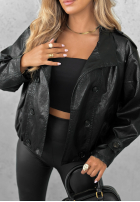 Skórzana kurtka z guzikami Don’t React czarny