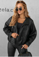 Skórzana kurtka z guzikami Don’t React czarny