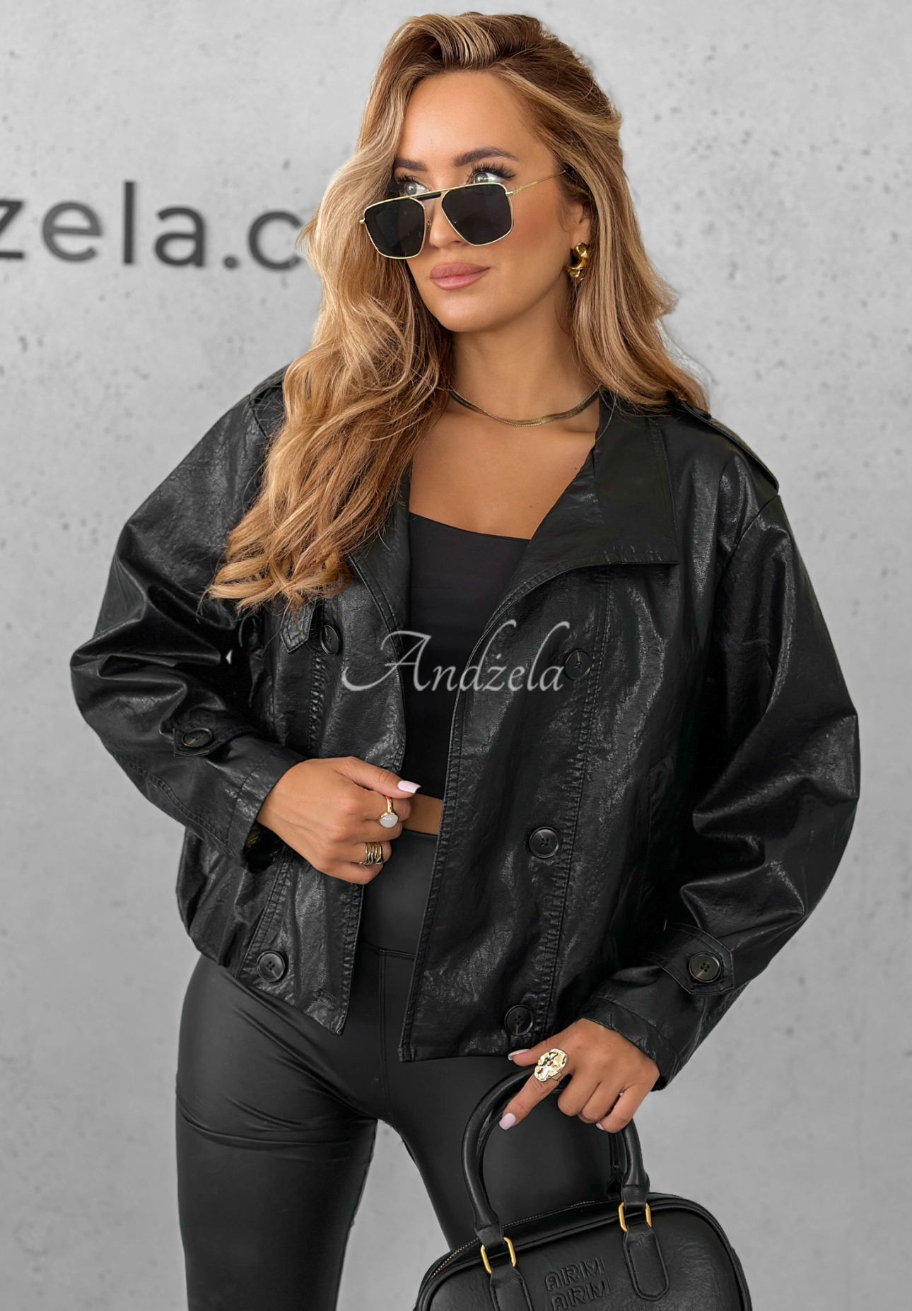 Don't React leather button-down jacket black